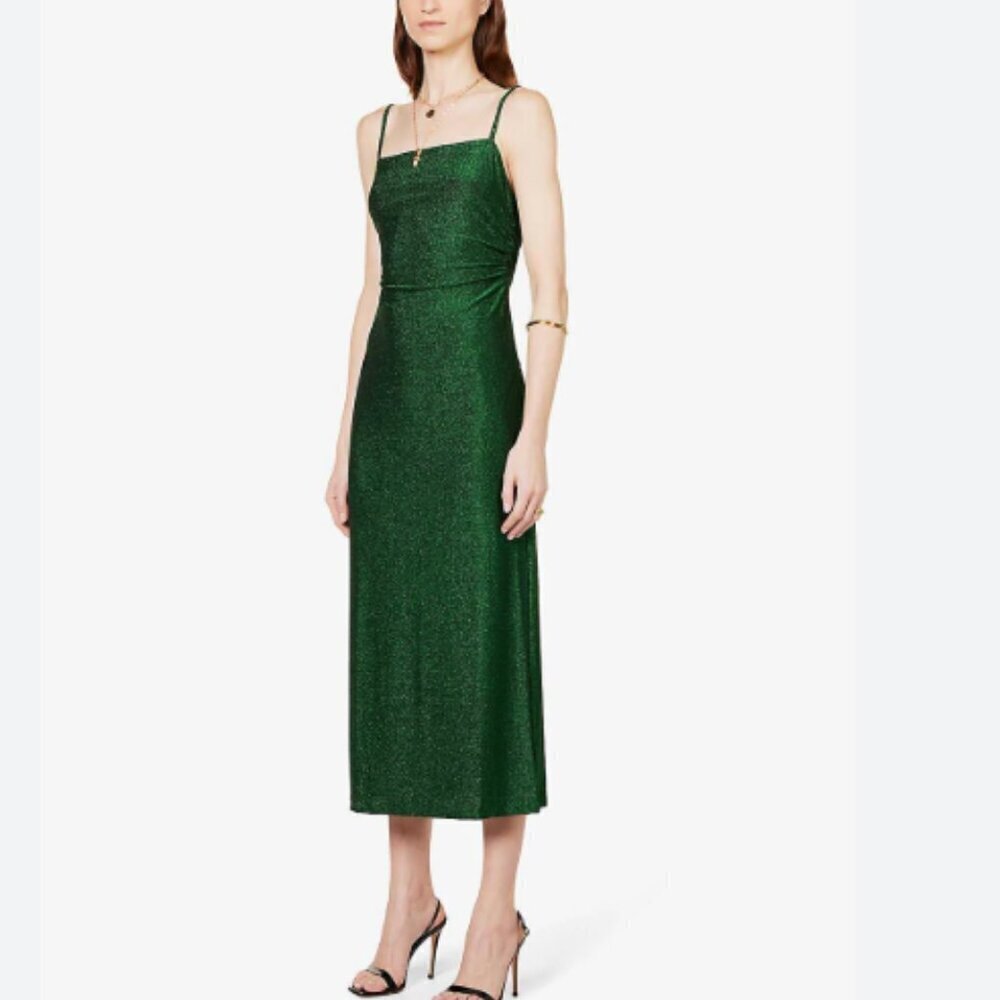 REFORMATION Breslin Midi Slip Dress Phthalo Green Minimalist Open Back Size XL